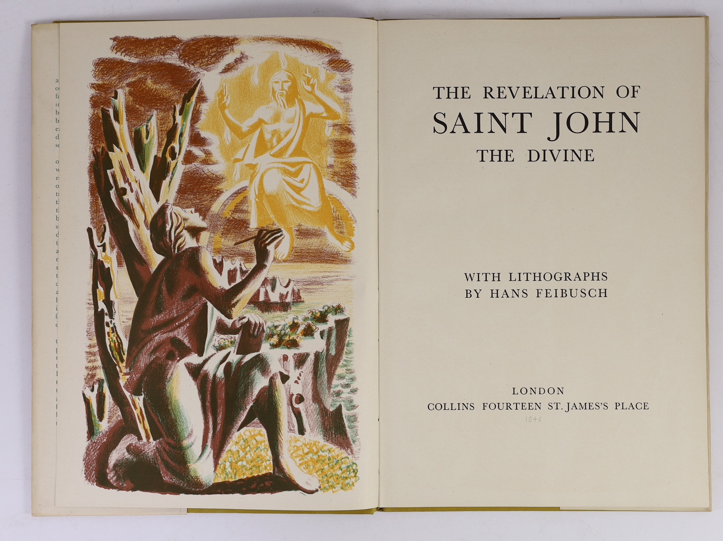 Feibusch, Hans (illustrator) - The Revelation of Saint John the Devine, folio, cloth with unclipped d/j, with 21 full page lithographs, Collins, London, [1946]